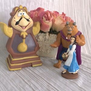 BEAUTY & THE BEAST action figure toys BELLE BEAST & COGSWORTH hand puppet